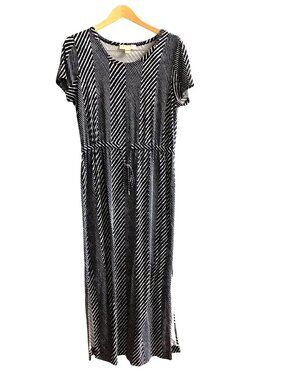 MICHAEL KORS- WOMENS SIDE SPLIT LIGHT WEIGHT SHORT SLEEVE MAXI DRESS SIZE LARGE